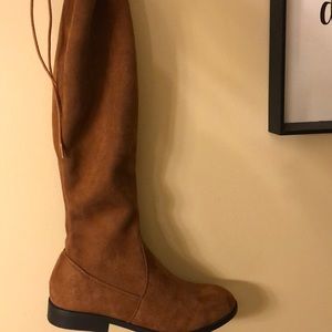 Tan knee high boots
